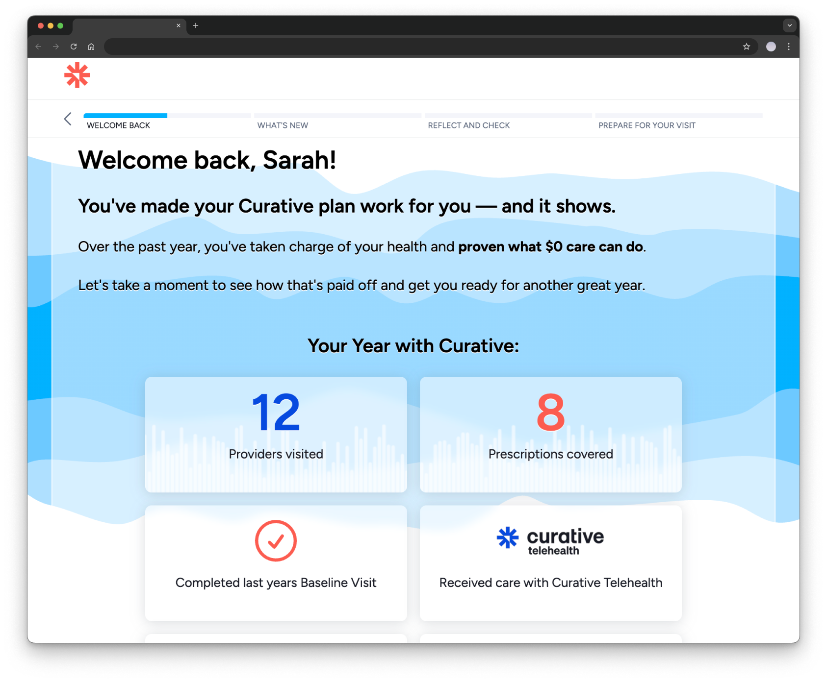 Self-guided Virtual Baseline Visit welcome screen