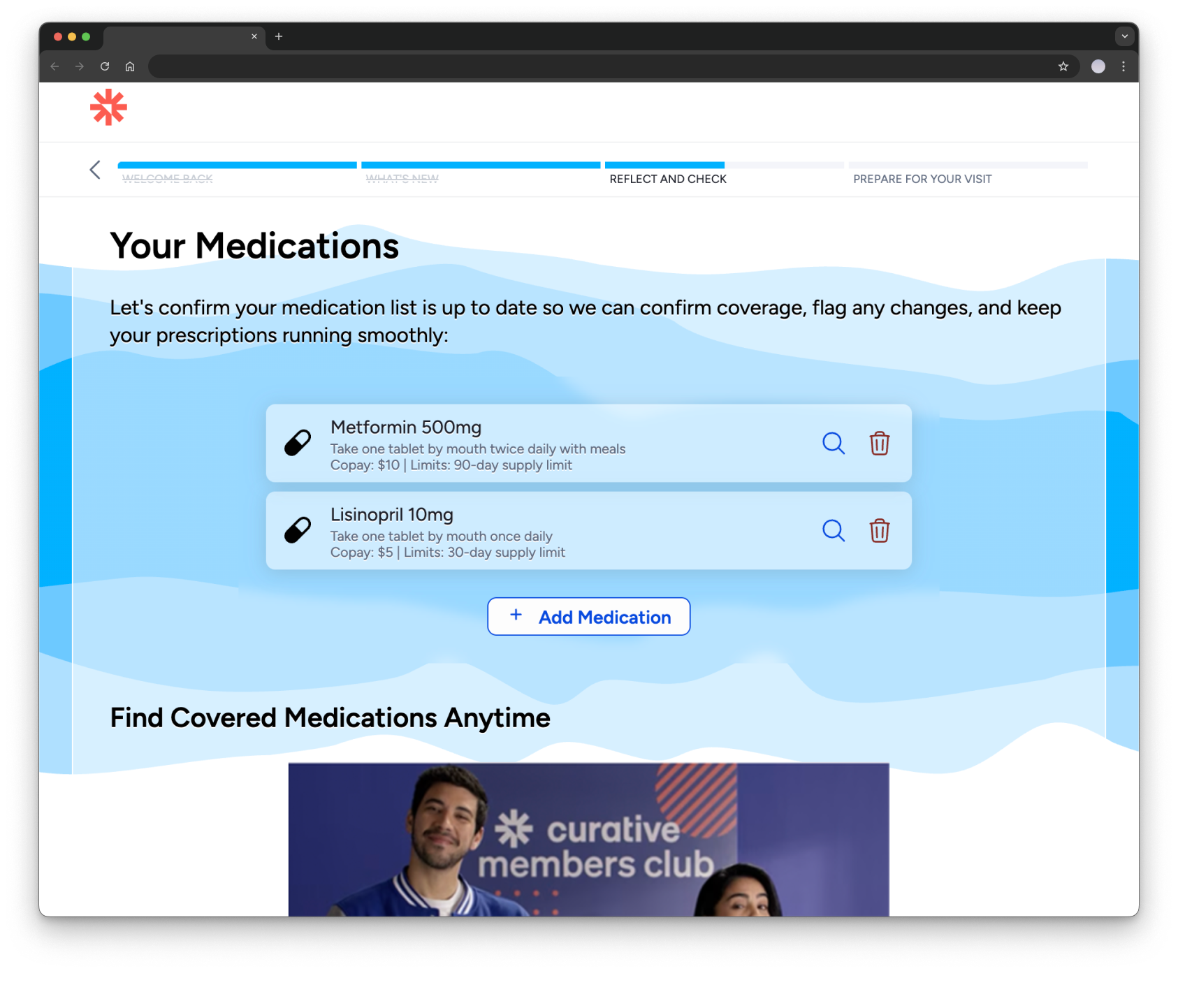 Self-guided Virtual Baseline Visit medication selection