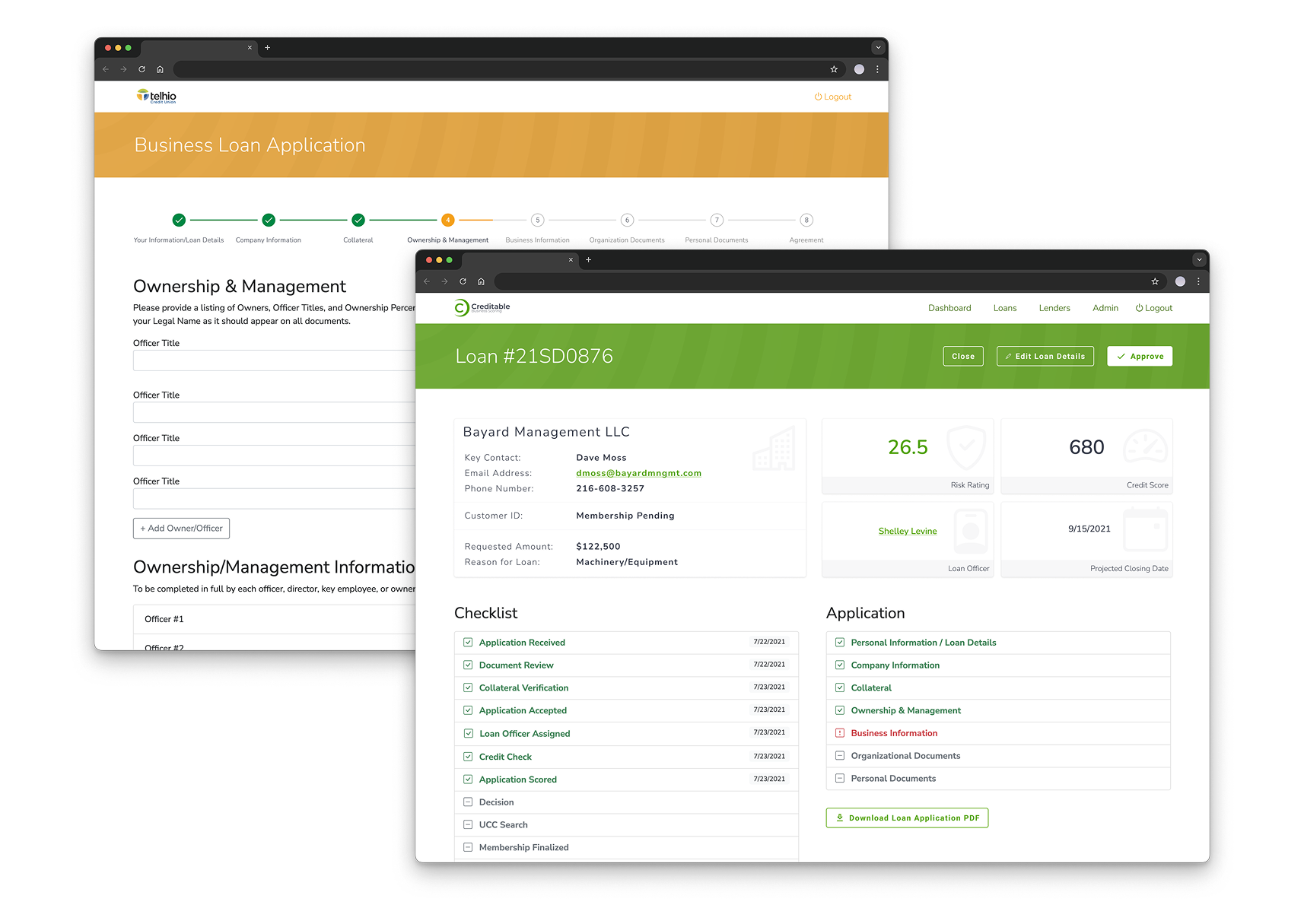 Small business loan application flow map