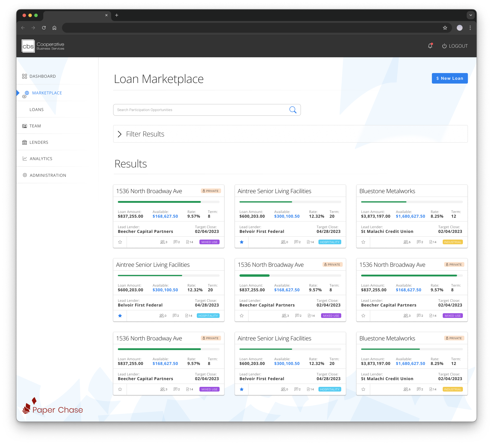 Loan Marketplace search results